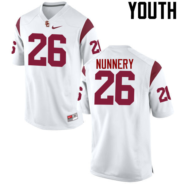 Youth #26 Davonte Nunnery USC Trojans College Football Jerseys-White
